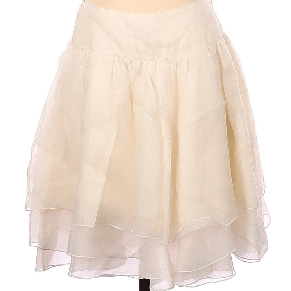 Vintage Ralph Lauren Ivory Mid Rise Silk Tiered Coquette Tulle Ballerina Skirt 4